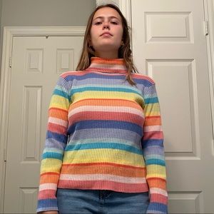 Funky rainbow turtleneck sweater